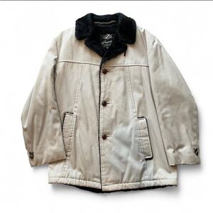 Vintage 70s faux fur lined jacket Medium/large fit cream beige colorway long